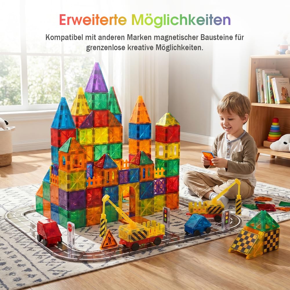 Playpals Magnetbausteine 100 Teile für Kinder ab 3 Jahren, Magnetspielzeug, 3D Konstruktionsspielzeug, Kinder Lernspielzeug, Montessori Bauspielzeug für Jungen und Mädchen | Bauspielzeug, Für Kinder ab 3 Jahren, Kinder Lernspielzeug, Montessori Bauspielze