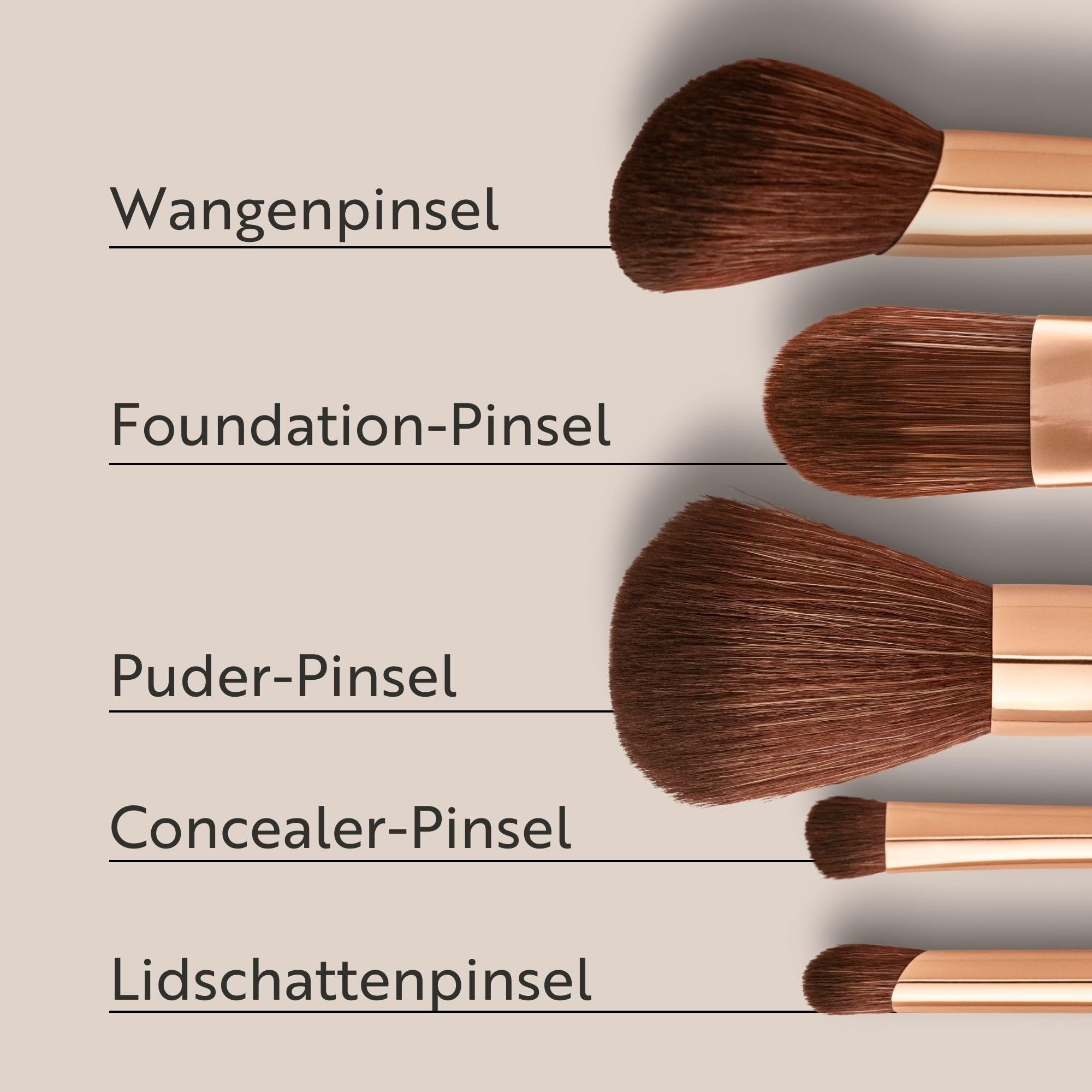 M. Asam MAGIC FINISH Pinsel Set (5-teilig) – Make up Brushes Set, Schminkpinsel Set mit Foundation-, Blush-, Puderp- & Lidschatten Pinsel, Hochwertige Synthetikfasern, Perfekt für Contouring