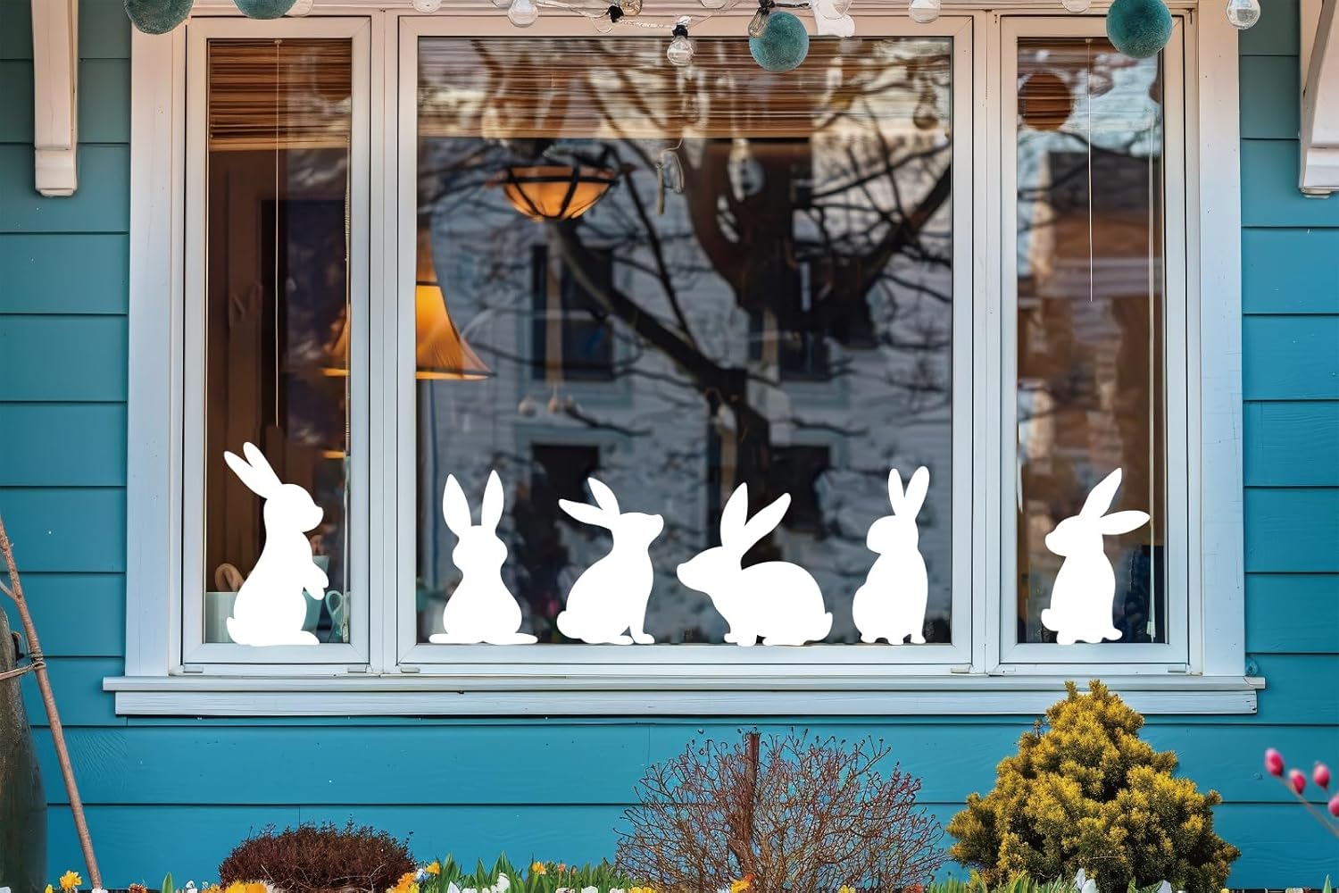 Amazon.com: JarThenaAMCS 9 Sheets Easter Window Clings White Bunny ...