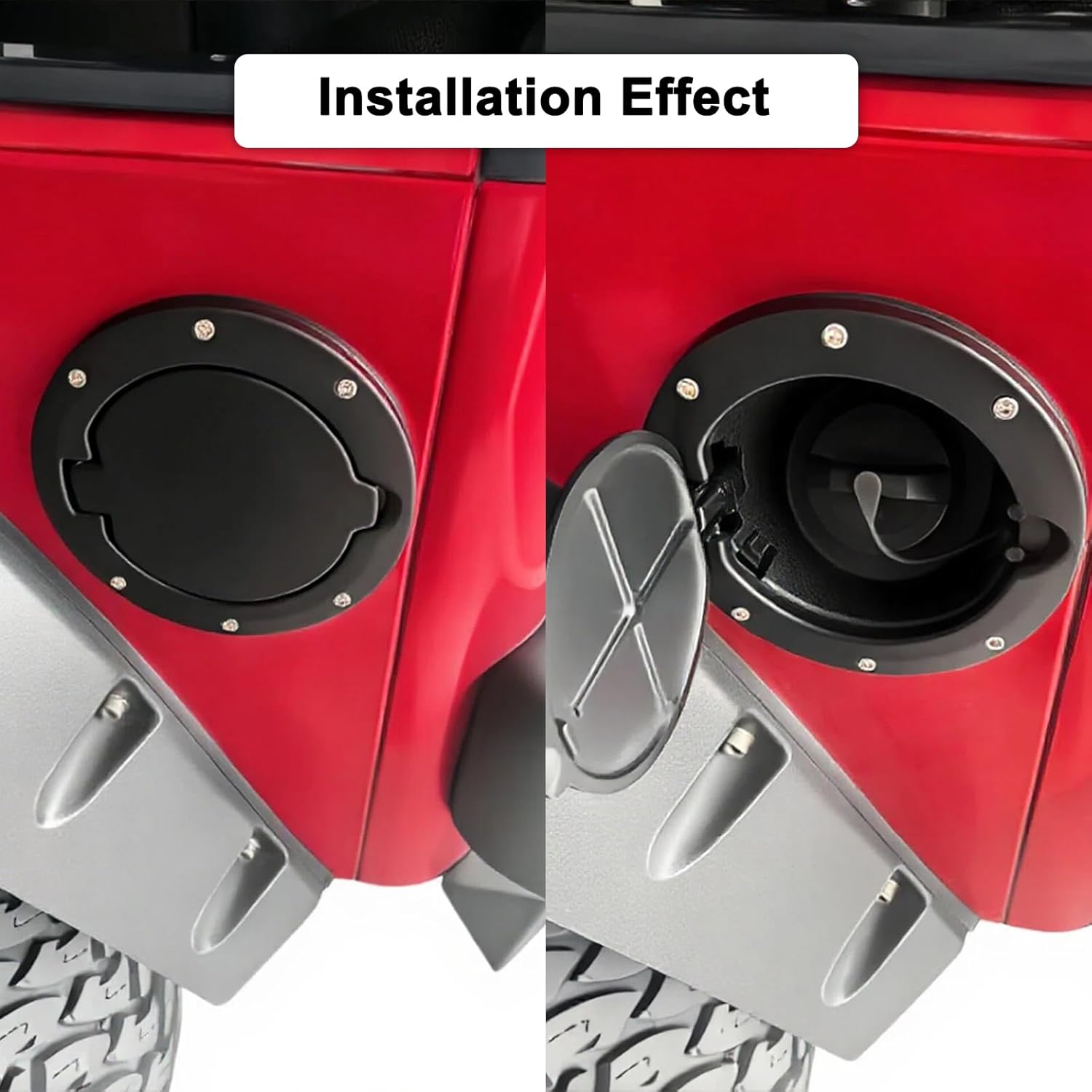 Mupera Gas Cap Cover Aluminum Fuel Filler Door for Jeep Wrangler TJ 1997-2006