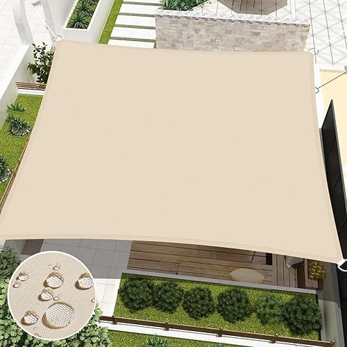FLORALEAF Toldo parasol rectangular impermeable de 10 x 13 pies, toldo con bloqueo UV para patio al aire libre, jardín, jardín, color beige