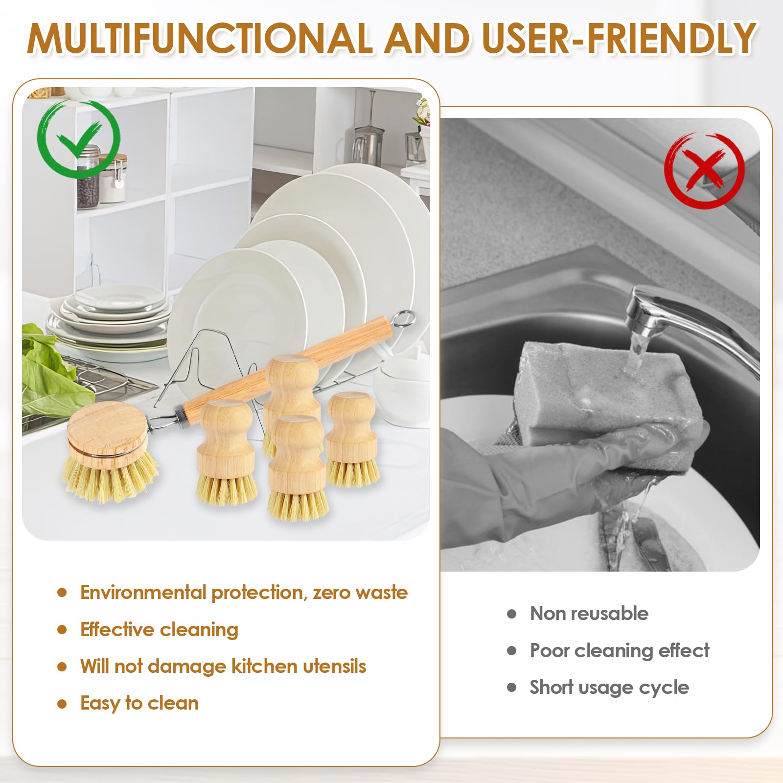 FOZUBOYO Lot de 2 brosses à récurer rondes en sisal naturel pour la vaisselle, les casseroles, les poêles, les légumes, la maison FOZUBOYO Lot de 2 brosses à récurer rondes en sisal naturel pour la vaisselle, les casseroles, les poêles, les légumes, la maison