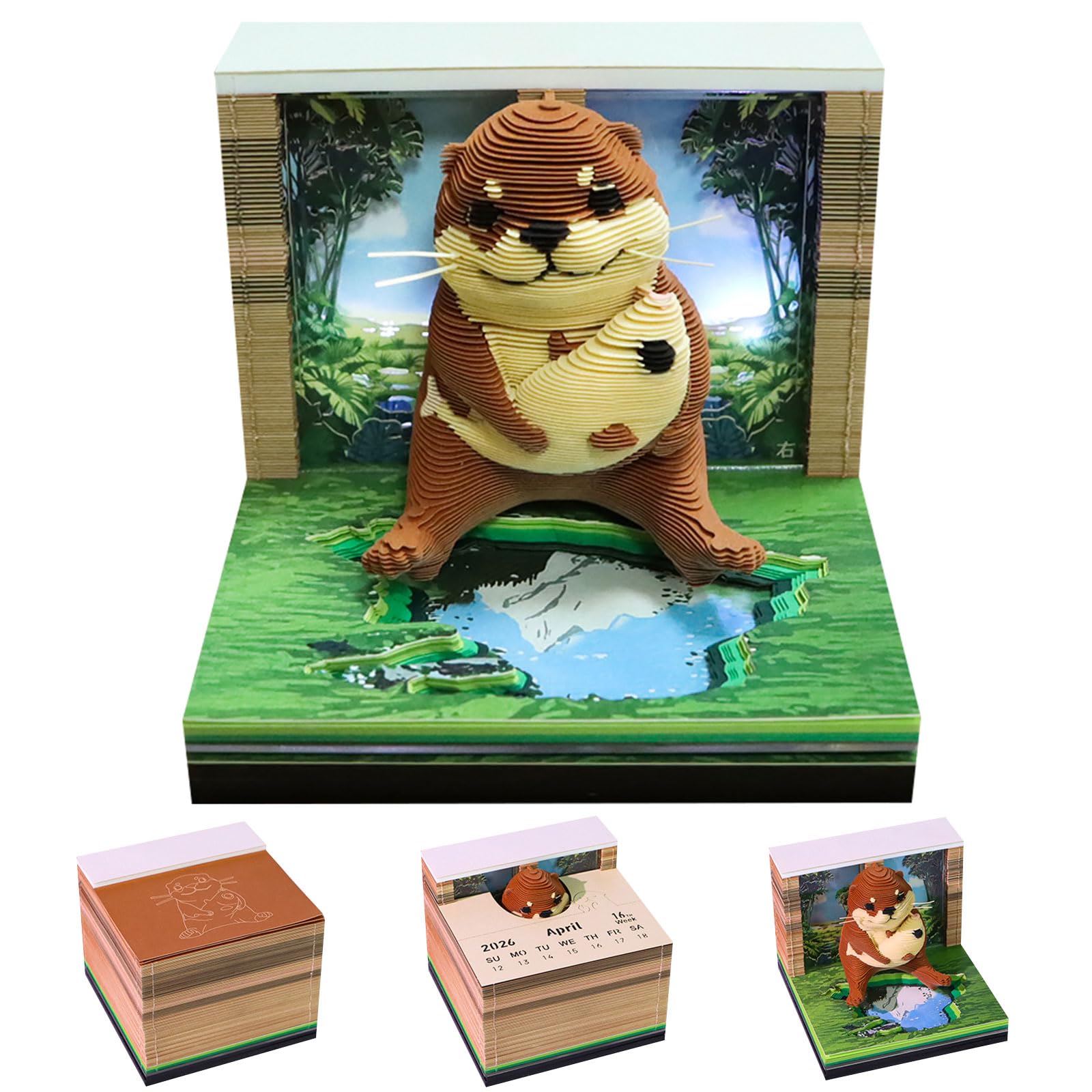 Calendrier hebdomadaire d ' art en papier Animal, avec Design détachable en 3D, pour décoration de Table, papeterie de bureau Unique, 2026