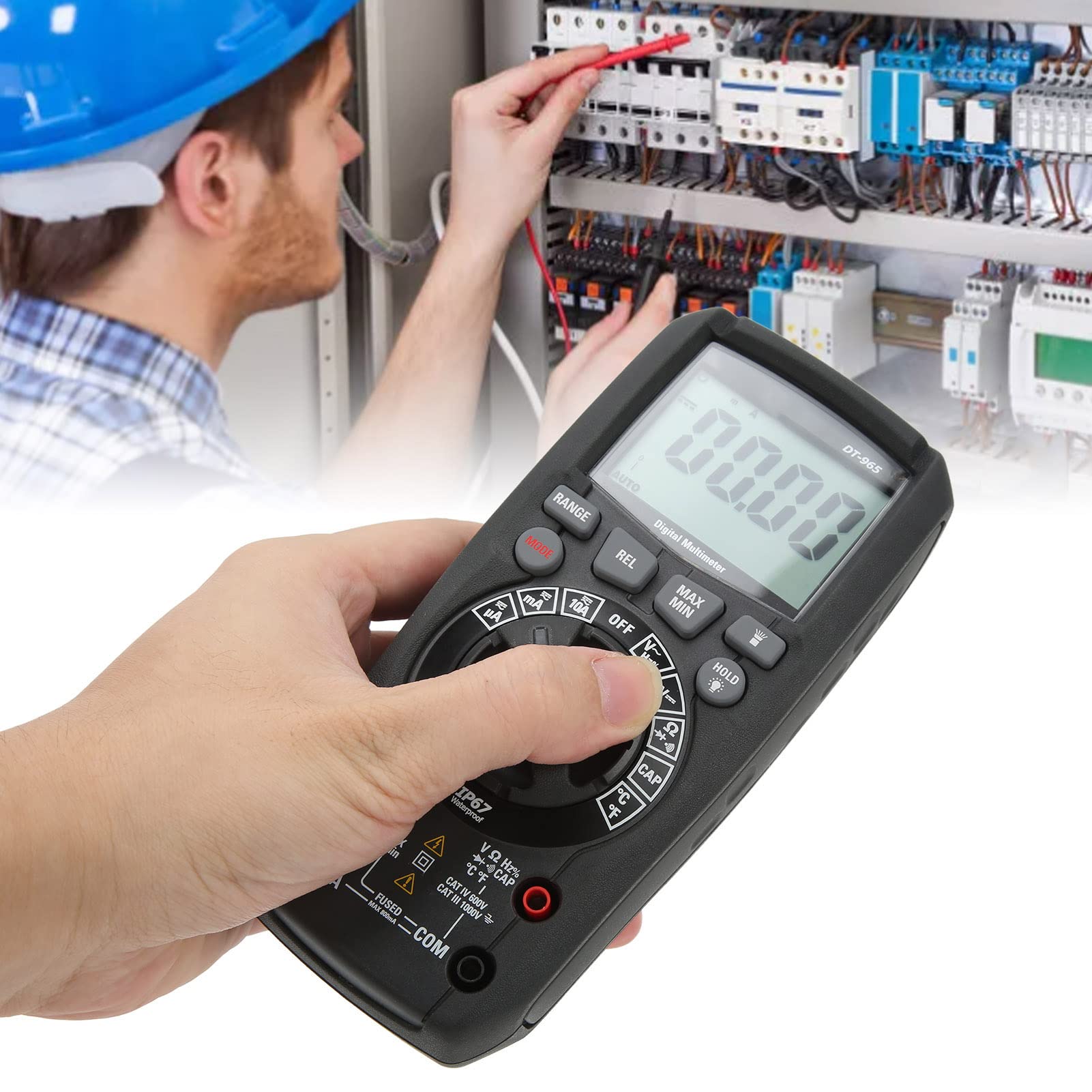 Multimetro Multimetro Digitale Multifunzione Misuratore di Corrente e Tensione Alta Precisione Vero RMS Grado Industriale con Grande Schermo IP67 Impermeabile per Elettricisti