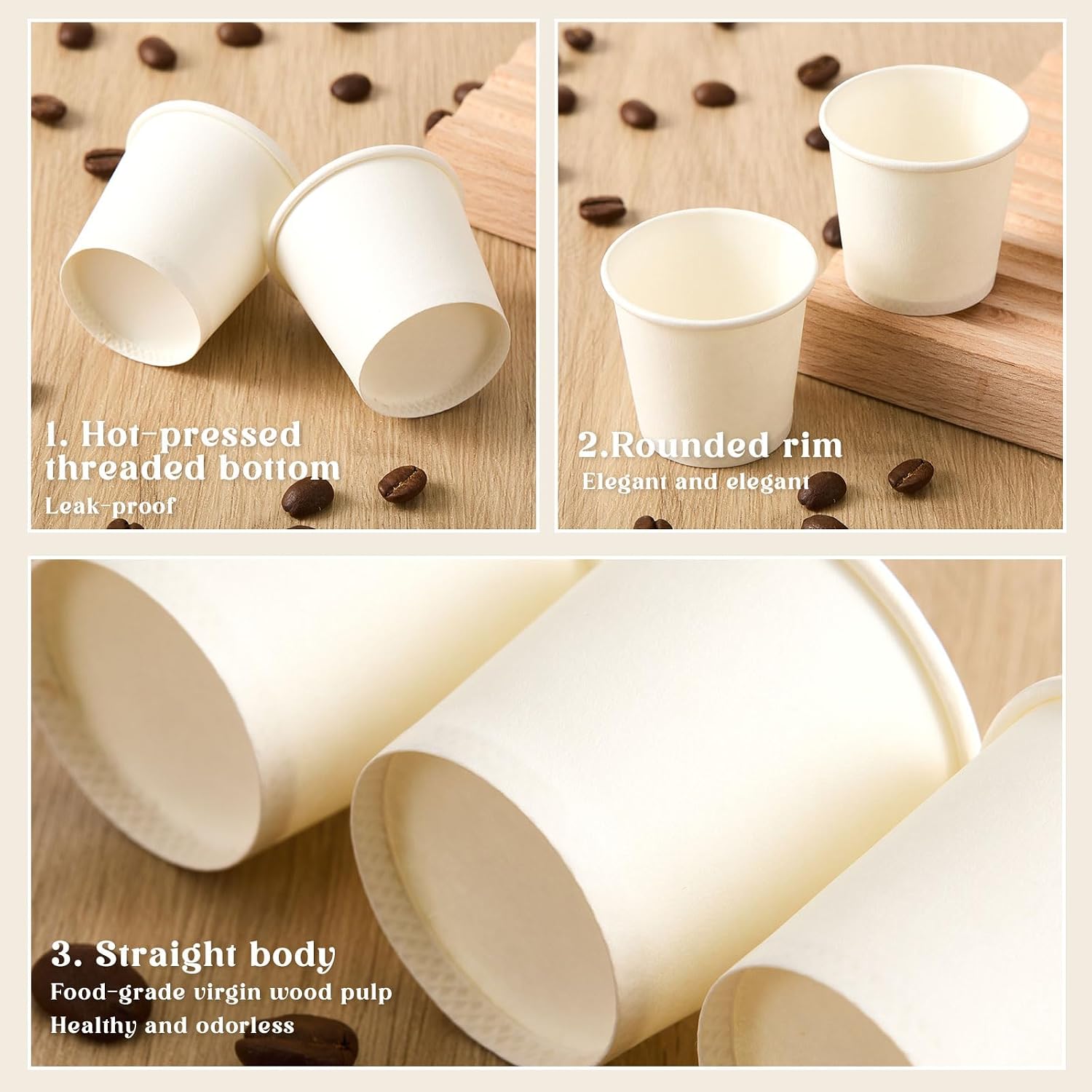 300 Pack 1oz Mini Espresso Coffee Cups Disposable, White Paper image 3