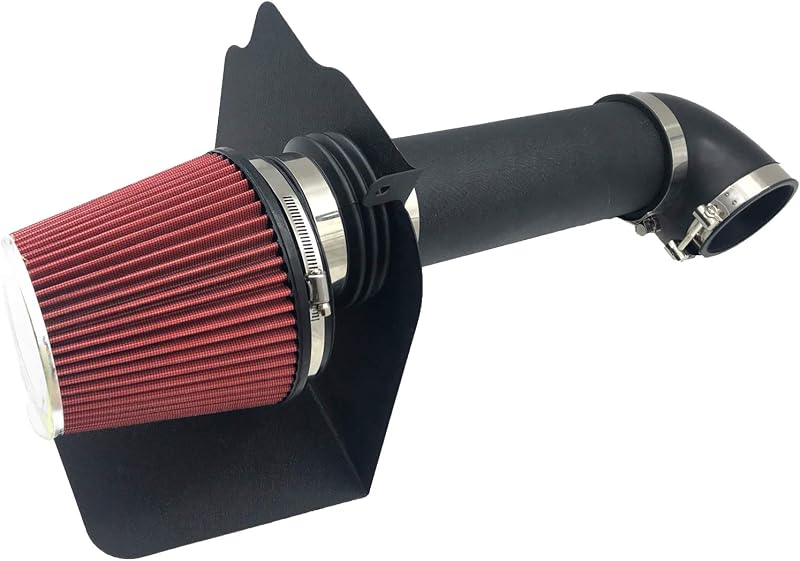 Kit de admissão de ar frio MOOSUN com filtro para Dodge e Chrysler V8 5.7L/6.1L – Tubo preto e filtro vermelho