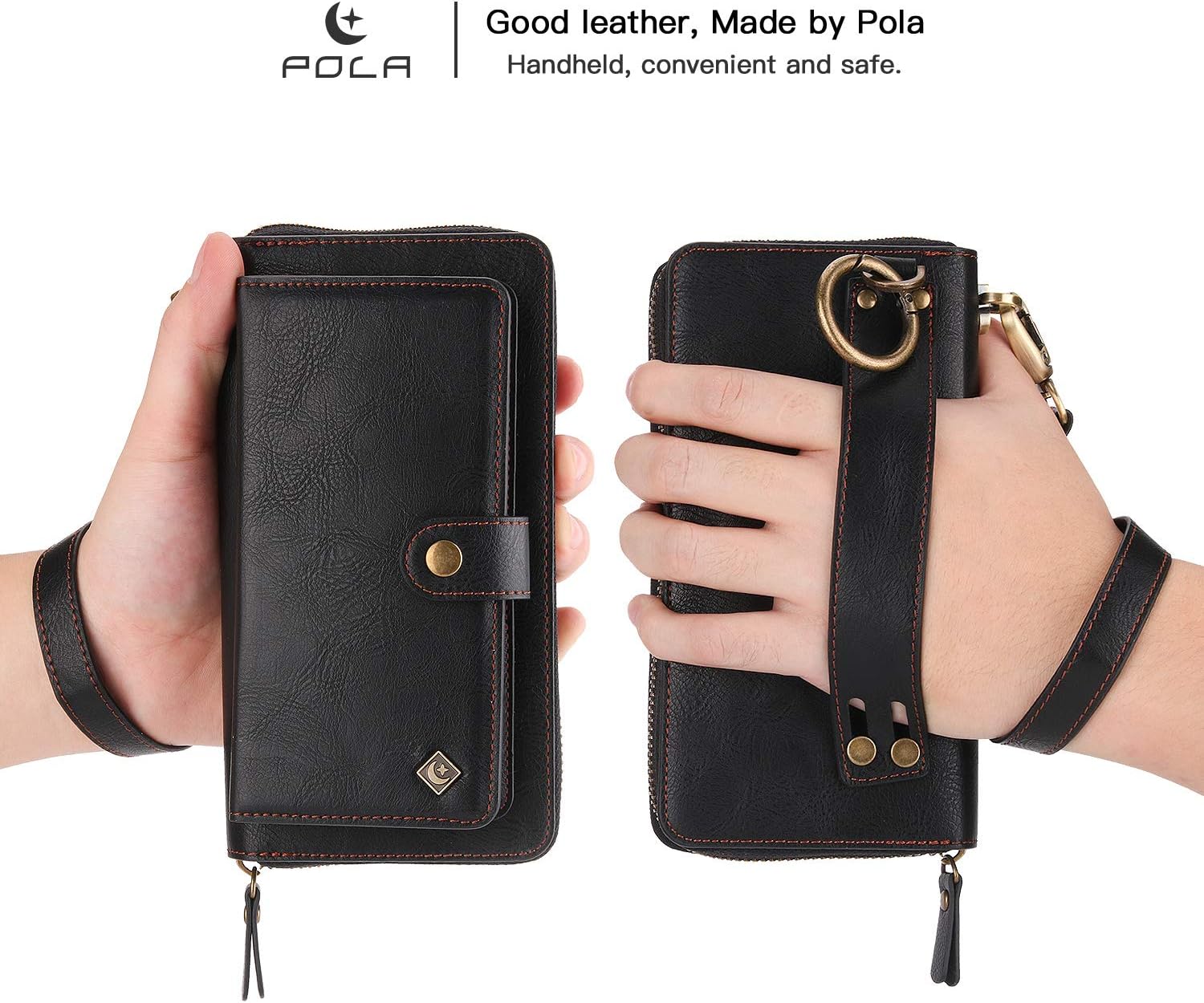 Flash Deals - 60% OFF XRPow iPhone XR Wallet Case, 2-in-1 Multi-Functional Magnetic Detachable Wallet Zipper Purse Clutch iPhone XR Slim Shock Cover Flip Credit Card Protective Case 6.1 with Wrist Strap - Black