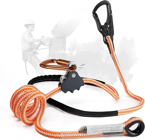 ProClimb Arborist Lanyard by Pelican Rope - 12 pulgada x 12 pies de poliéster, gancho a presión de aluminio, ajustable, alta visibilidad,