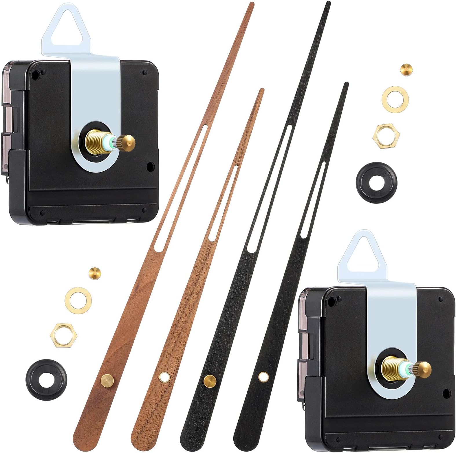 2 Pcs High Torque Long Shaft Clock Movement Mechanism with Wooden Clock Hands for DIY Repair Parts Replacement(Fit for 24'' Clock, 32.5mm Shaft)
