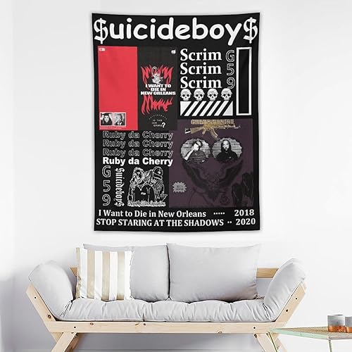 Miniatura 3 de ERGOKRAFT Suicide Hip Hop Music - Tapiz para niños, póster de rapero para decoración de fiesta de dormitorio universitario, novedoso gráfico para