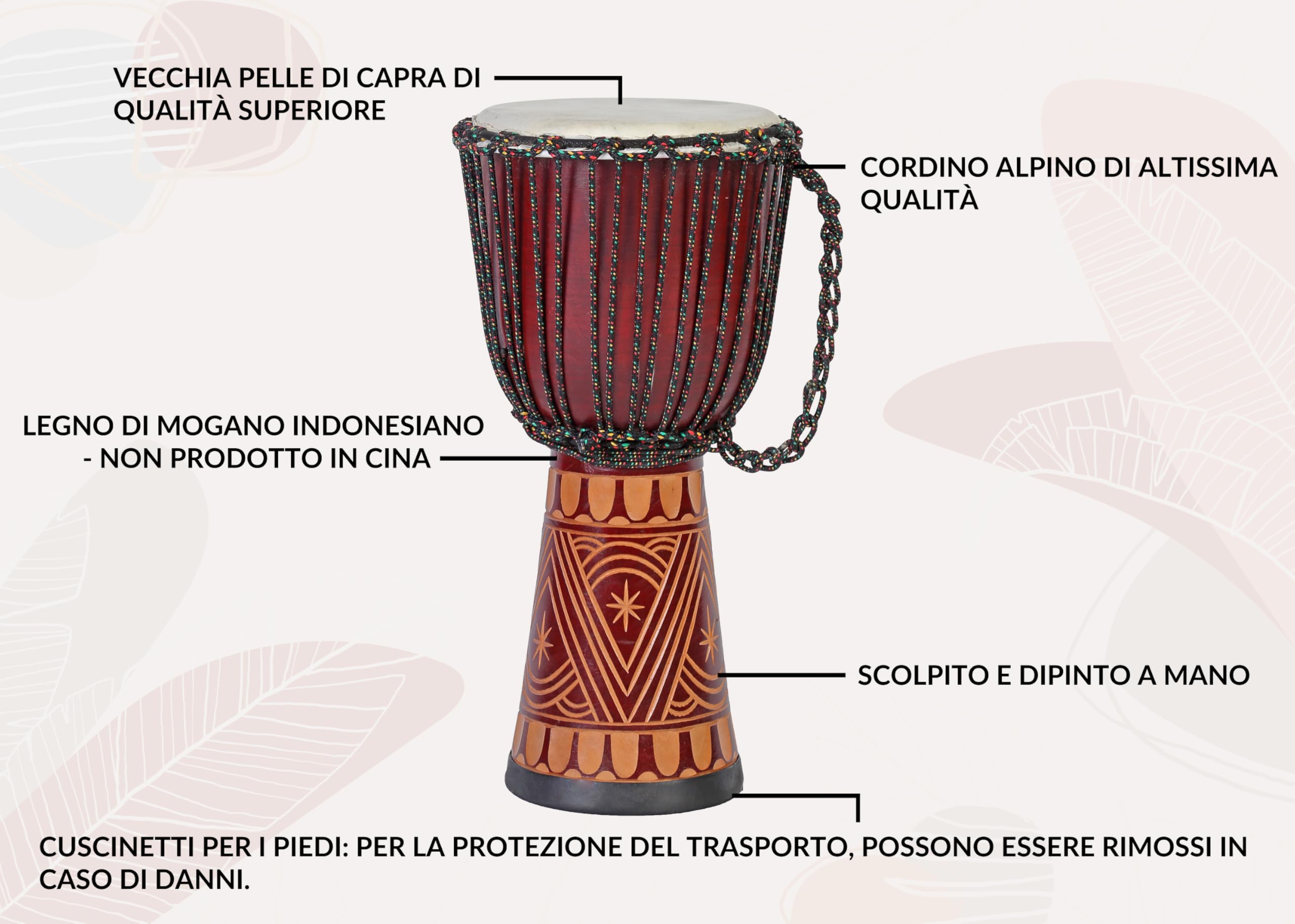 Tamburo djembe professionale da 60 cm tamburo bongo tipo darbuka super sound Africa style