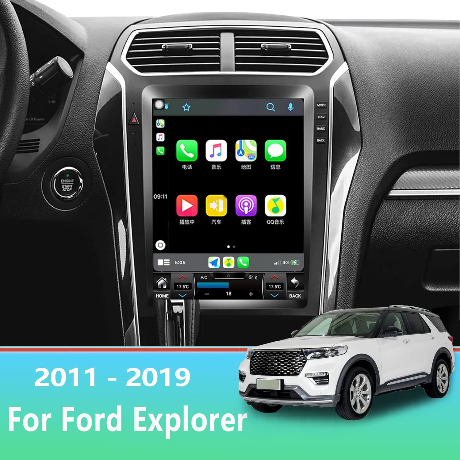 car radio stereo gps navigation for ford explorer 2011 2019 radio android auto car play 12 1 inch vertical screen tesla style with dsp in dash headuni