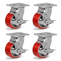 Vista 54 de Ruedas giratorias resistentes de 6 pulgadas, ruedas industriales de poliuretano, juego de 4 con capacidad de carga de 4800 libras