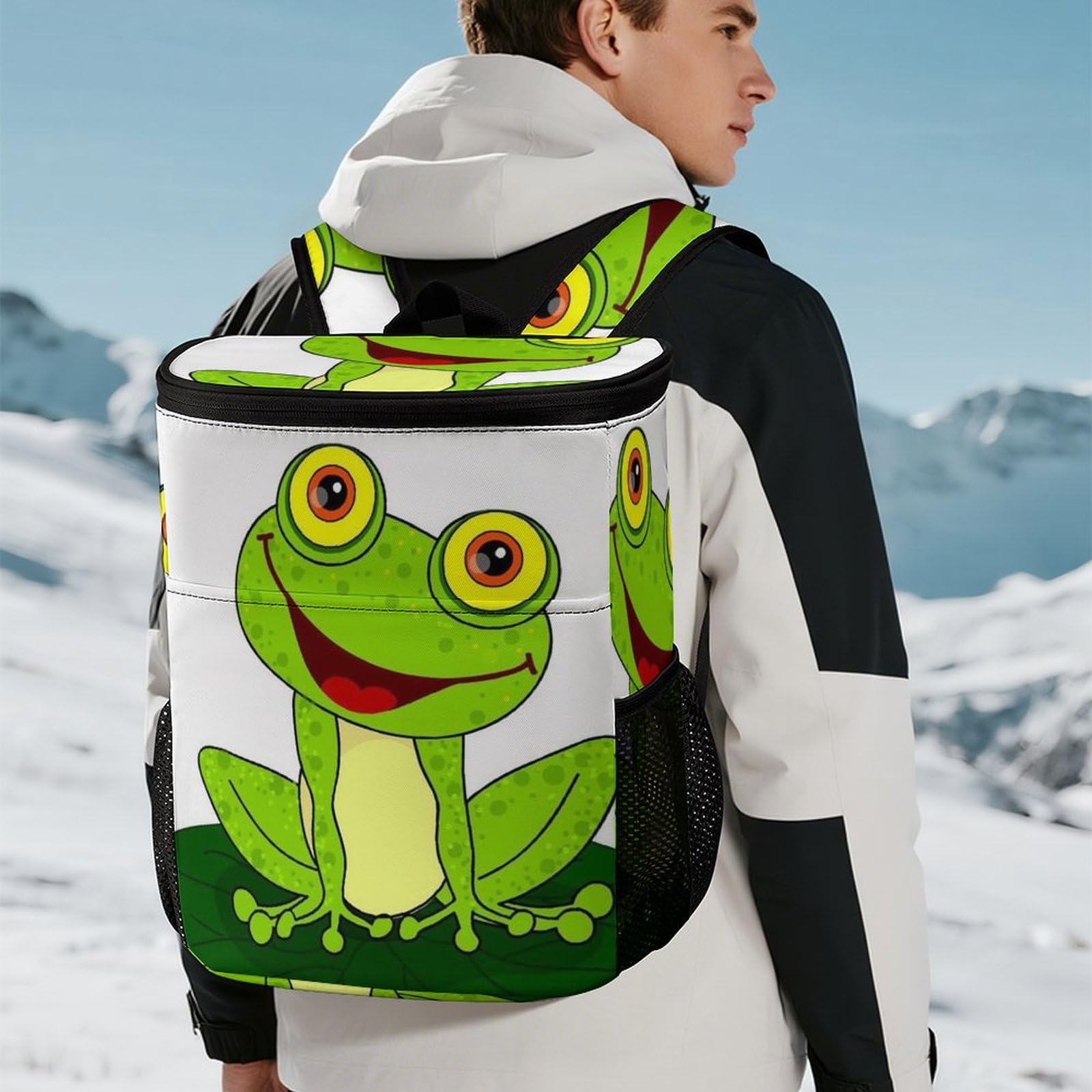 Happy Frog - Mochila térmica térmica a prueba de fugas de tela de sarga de poliéster resistente con correas acolchadas ajustables, bolsa térmica para picnic, camping, actividades al aire libre
