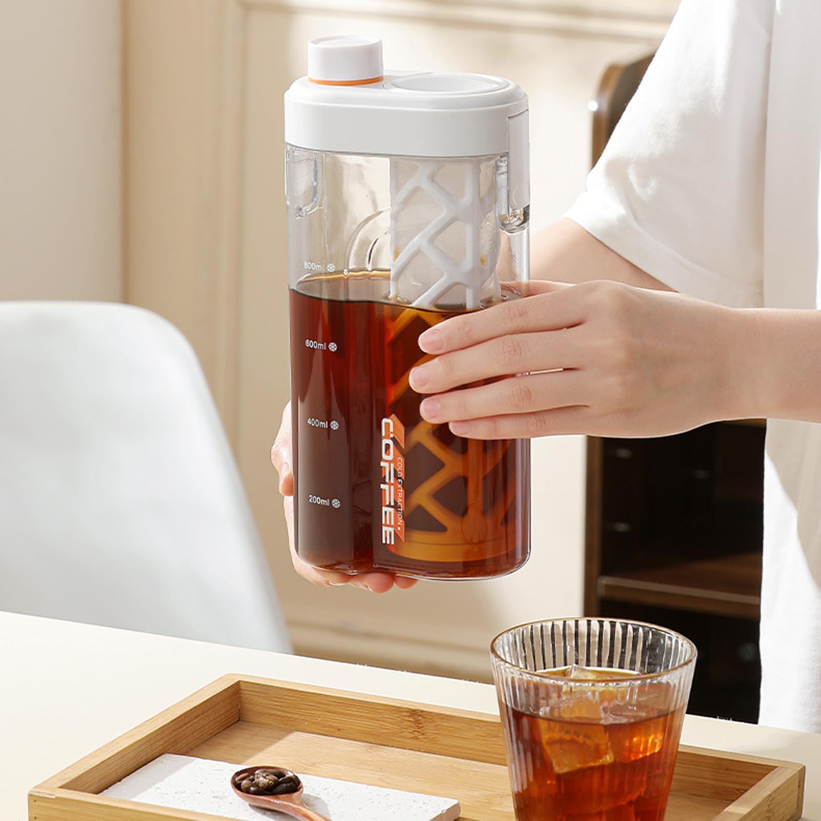 Machine à Café Cold Brew, Préparateur De Café Froid, Bouteille Hermétique Avec Filtre Fin 350 Mesh Portable