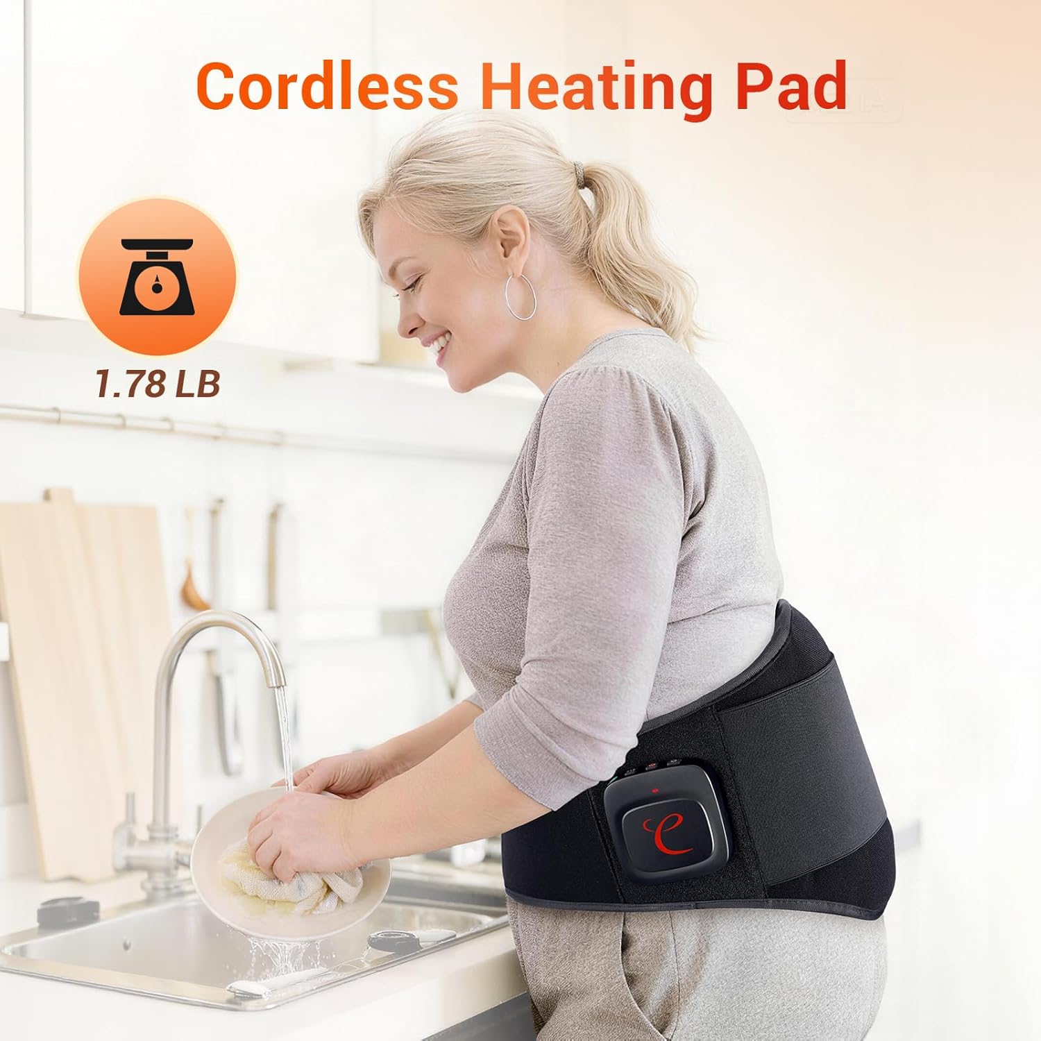 Comfytemp Extra Large Cordless Heating Pad with Massager for Back XXL, FSA Eligible HSA Portable Rechargeable 2X Larger Lower Back Massager with 4 Motors, Wireless Heated Waist Belt Button APP Control