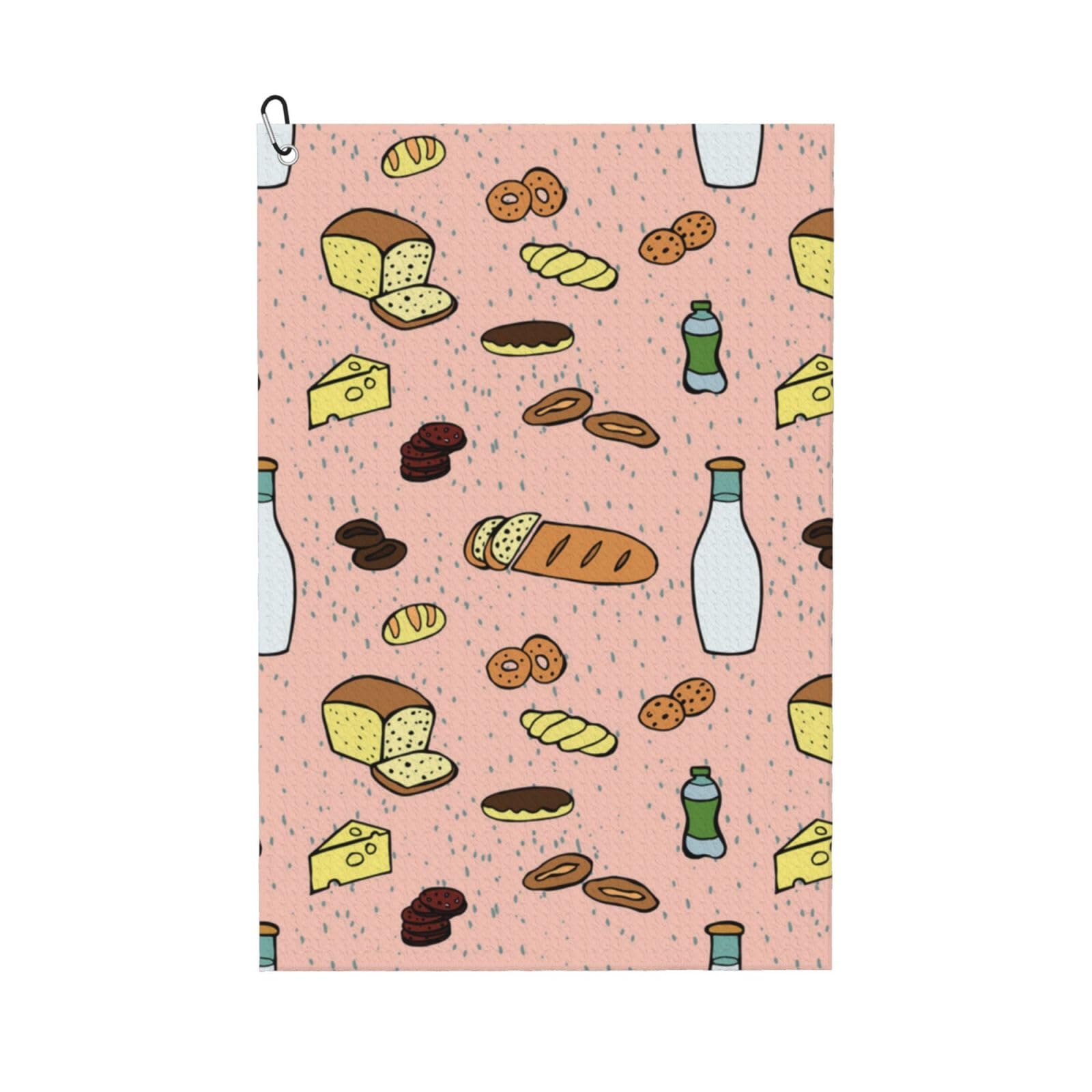 Hnnkloy Grocery Seamless Pattern, 16x24 in Portable Waffle Golf Towels with Carabiner Clip for Golf Bag