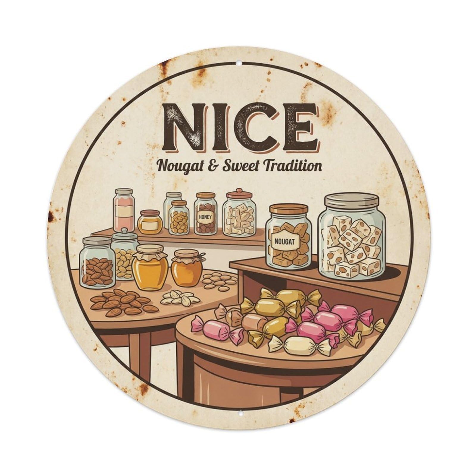Olhnbad Style Nougat Sweet Tradition Culture Nice Travel Cuisine Metal Tin Sign
