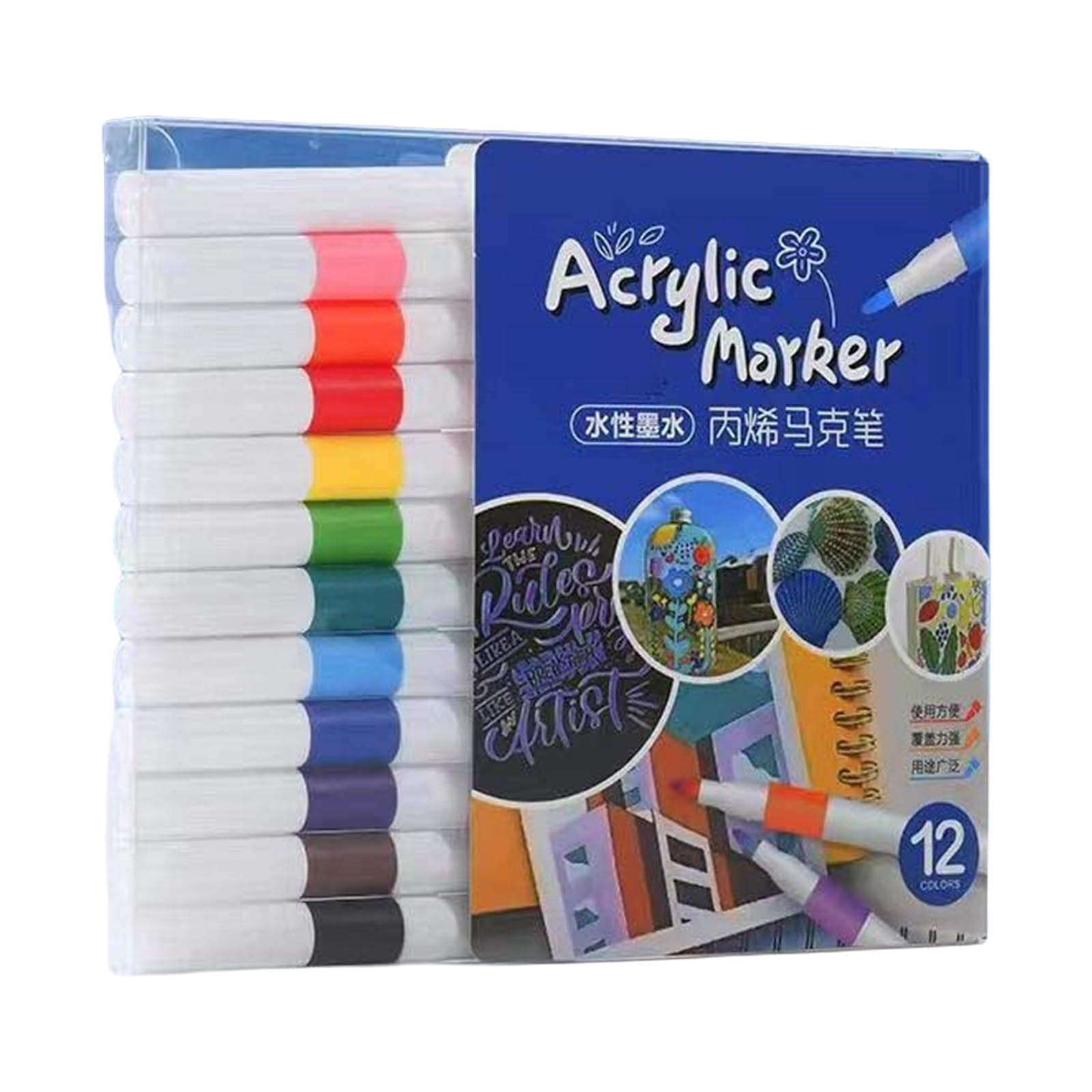 Xinsheinelry 12/24 / 48 Color Acrylic Markers Set Paint Pen Drawing Pen for Glass Drawing
