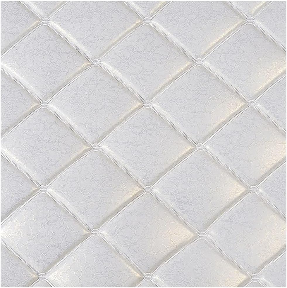 Faux Leather Fabric Quilted Diamond Stitch Padded Cushion Linen Wadding Interior Vehicle Upholstery(White15,1.38X6m)