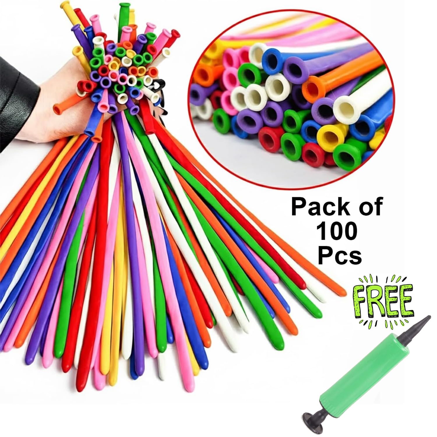 Rozi Decoration Twisting Modelling Long Balloon With Free Inflater