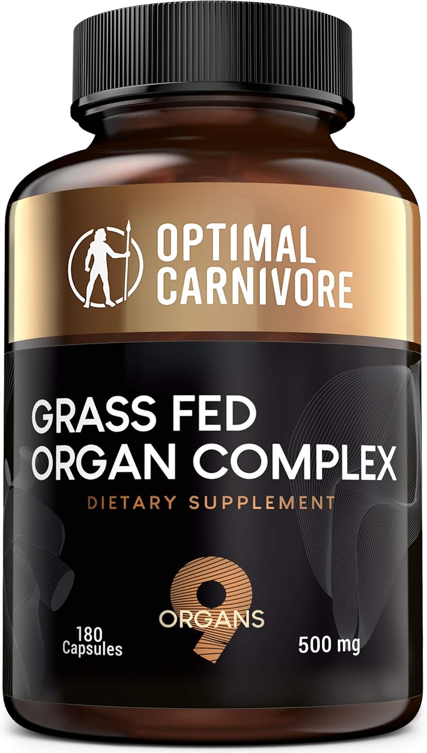 Desiccated Beef Organs, Grass Fed Organ Complex - Beef Liver, Brain, Heart, Thymus, Kidney, Spleen, Gallbladder, Pancreas, Lung, Ancestral Formula (180 Capsules) by Optimal Carnivore : Health & Household