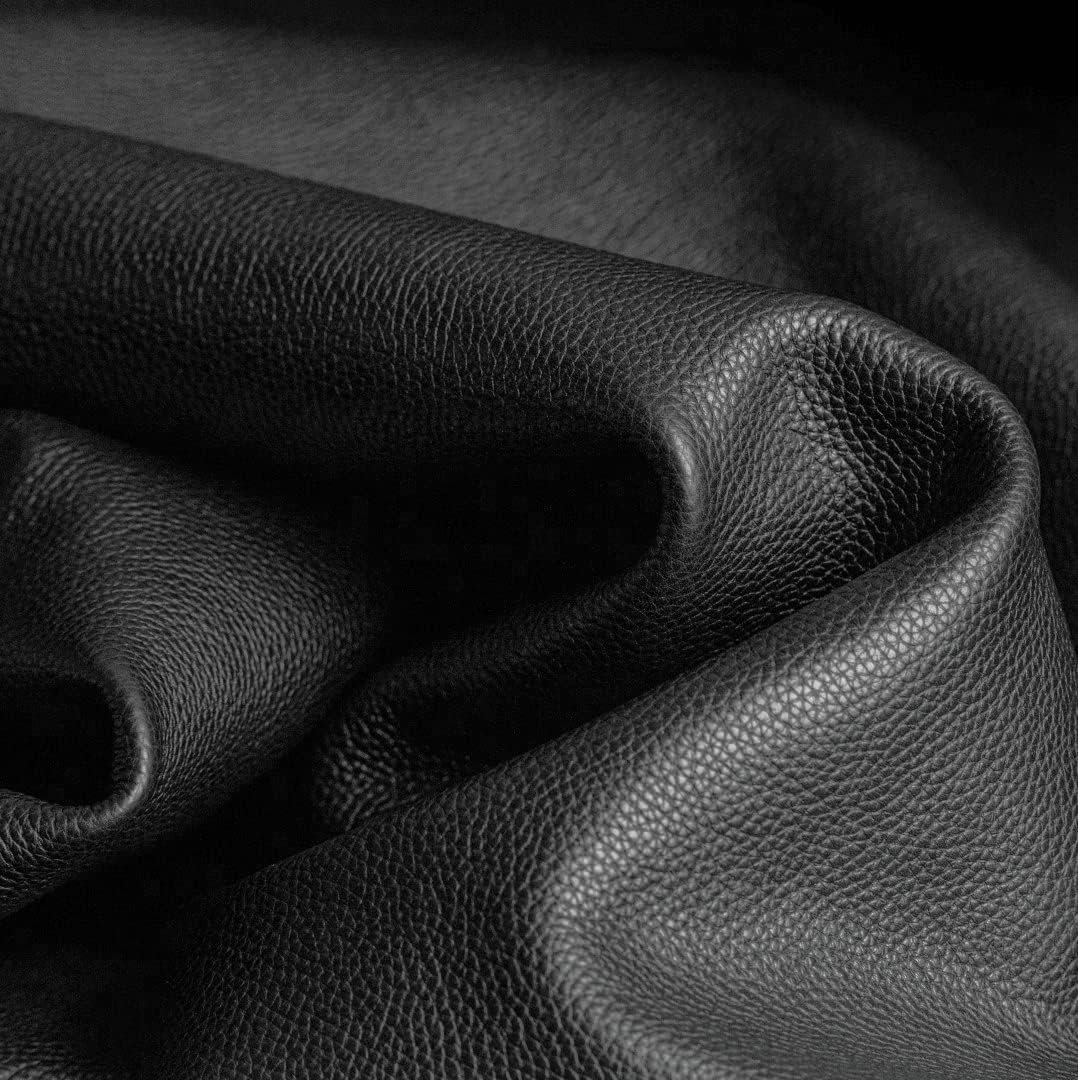 Marine Vinyl Upholstery Faux Leather, Black Grain Faux Leather Upholstery Fabric 54"x79", Marine Vinyl Fabric Waterproof Durable for Outdoor Boat Automotive, DIY and Crafting Pleather (2 Yard, Black)
