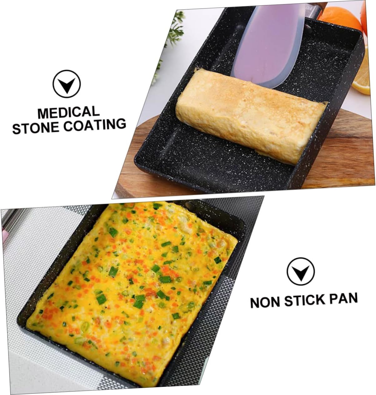 1pc Tamagoyaki Pan Non Stick Coating Square Skillet Omelette Pan Non Cook Eggs Vegetables Burgers for Home Camping Random Color