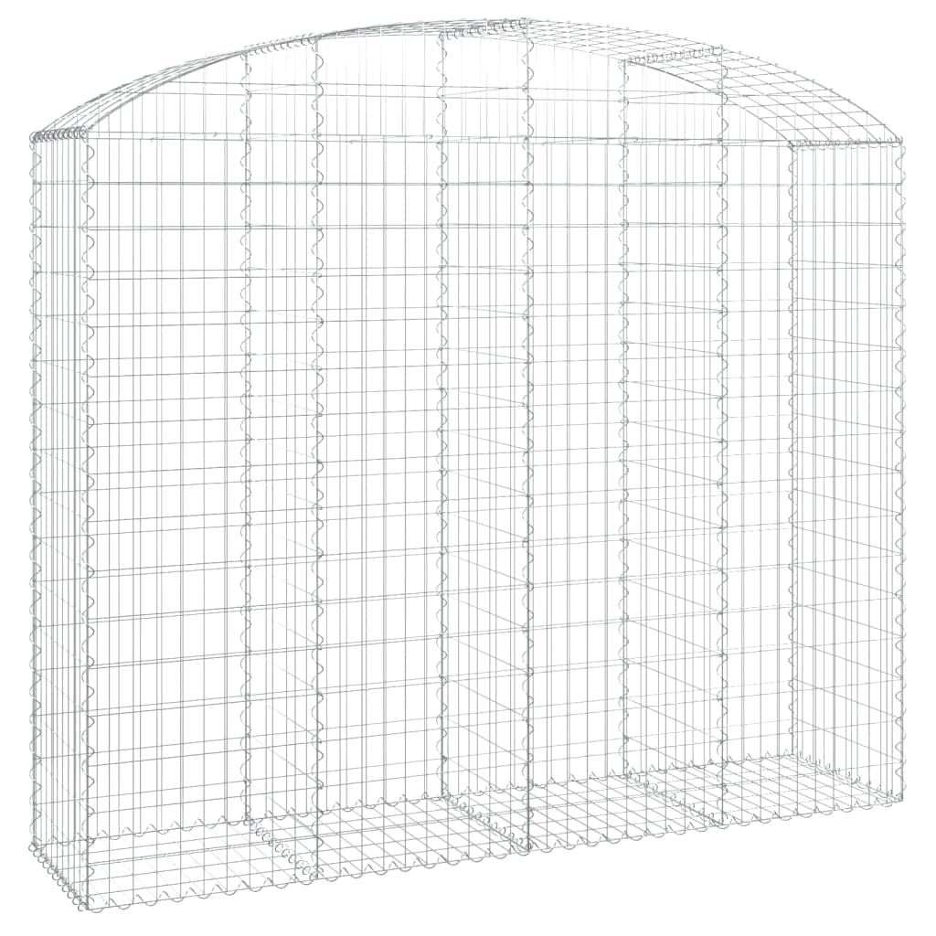 vidaXL Arched Gabion Basket - 200x50x160/180 cm Galvanised Iron Mesh Wire for Garden Barrier, Outdoor Decorative Stone Wall