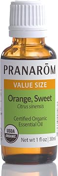 Pranarom USDA Certified Organic Sweet Orange Essential Oil 30ml, 100% Pure Undiluted Therapeutic Grade from Mexico for Aromatherapy, Diffuser, Citrus Scent, Soothing, DIY Cleaning