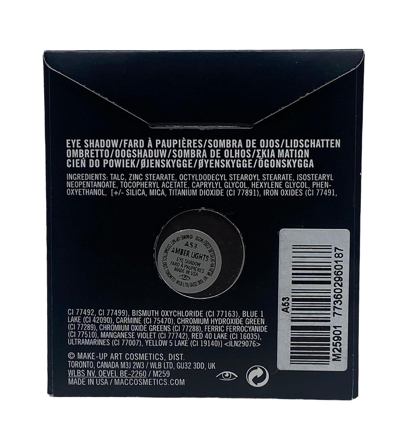 MAC Eye Shadow (Pro Palette Refill Pan) - Amber Lights (Peachy-brown with shimmer) .05 Oz / 1.5g