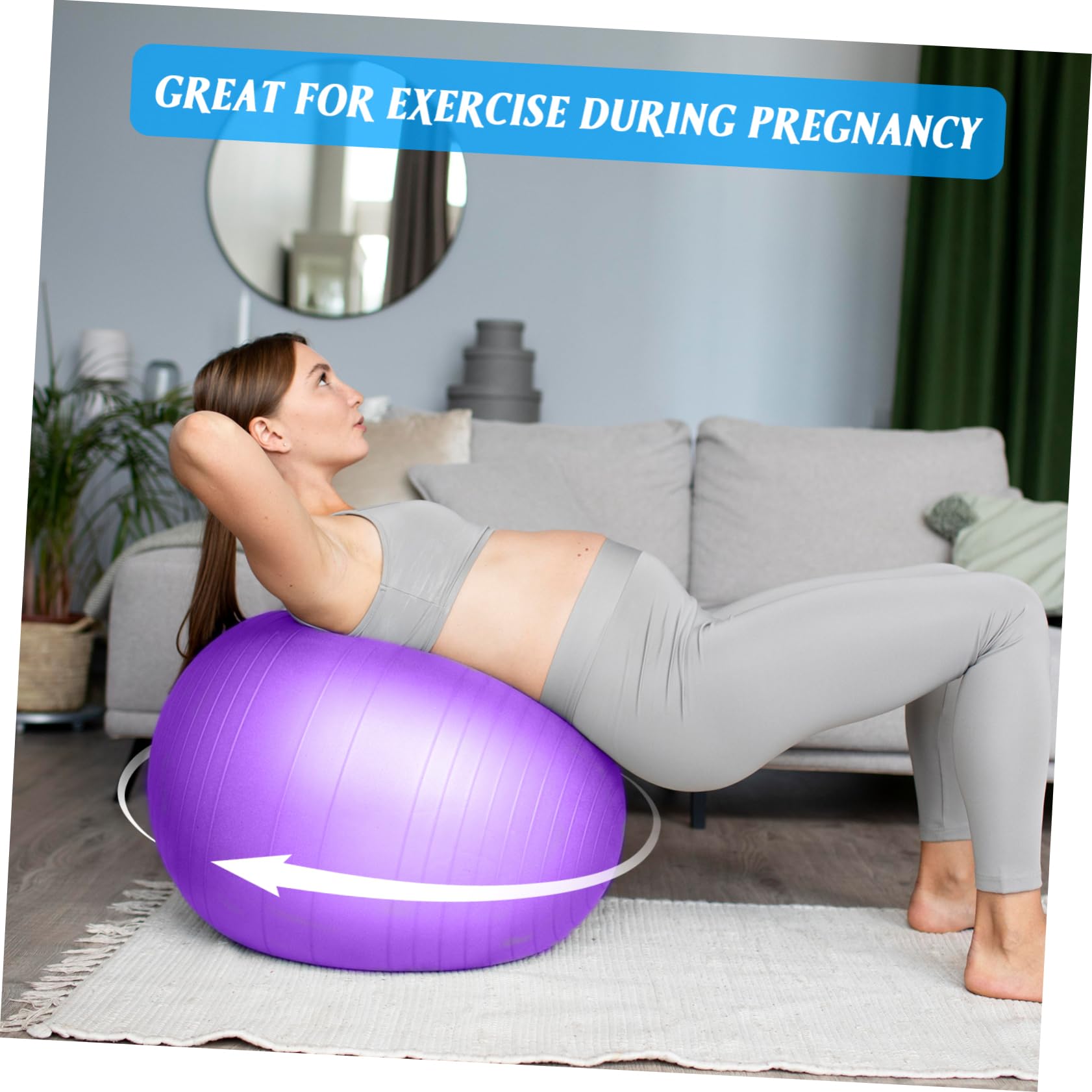 TOYANDONA Gymnastikball mit Pumpe, Aufblasbar, Dickwandig, PVC, Lila