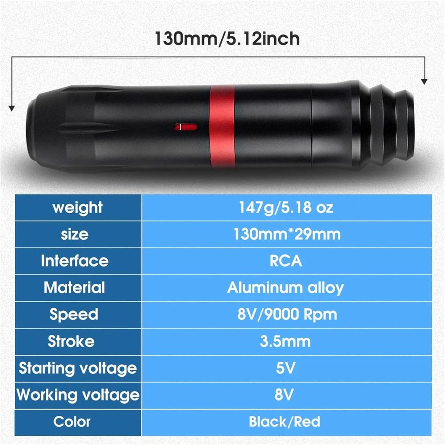 INGKE Tattoo Machine Pen Rotary Tattoo Pen Kit RCA Rotary Tattoo Machine Pen 1650mAh Tattoo Battery Eyebrow Eyeliner Lip Tools Makeup Tattoo Supply,Black