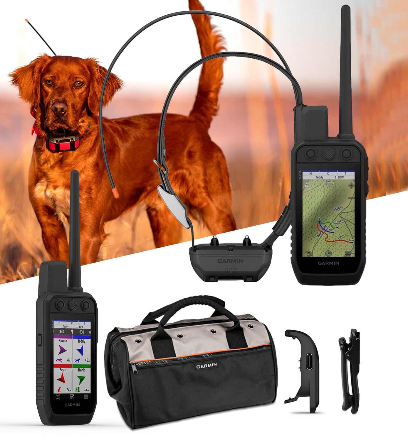 Garmin Alpha 300 (TT 25 Bundle) GPS Dog Tracking System Bundle - Multidog Tracking GPS & Remote Training Device - Includes Garmin Field Bag