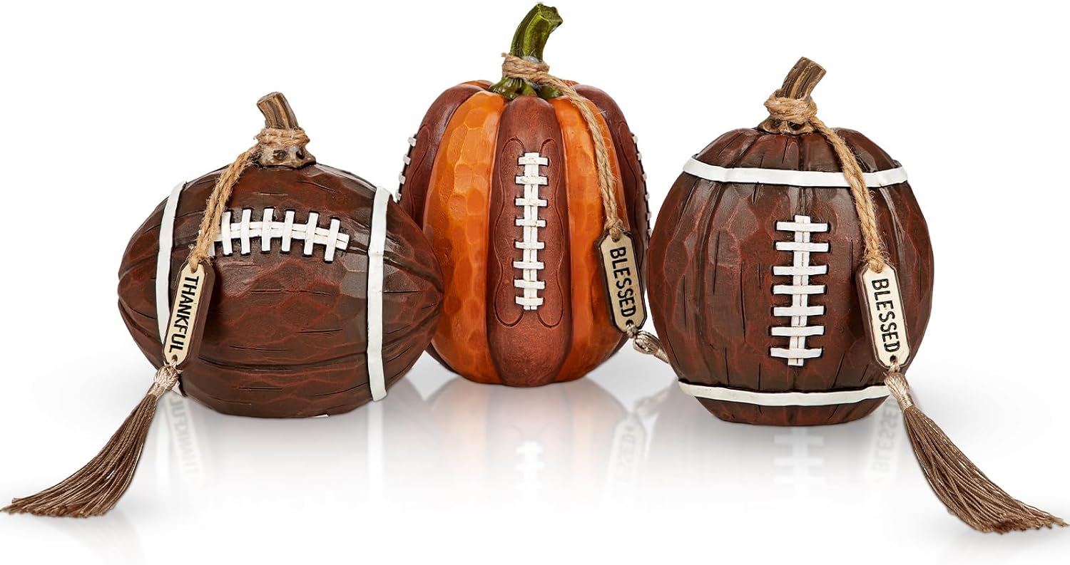GnFlus Fall Football Decor Pumpkins Artificial Resin Pumpkins Figurine Gift