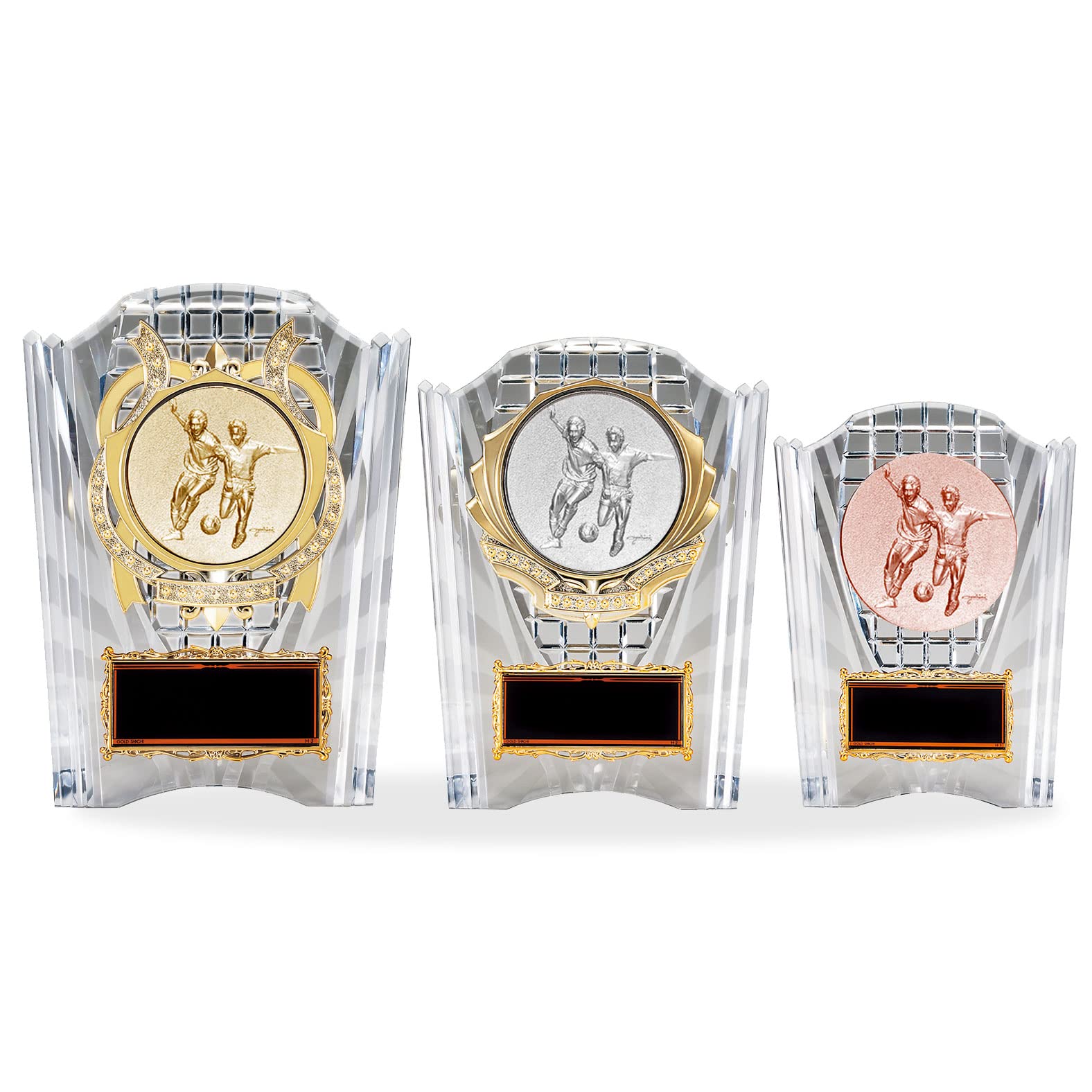 サッカー盾 Amazon | [レーザー彫刻名入れ] GOLD SHACHI 表彰楯 盾 クリア楯