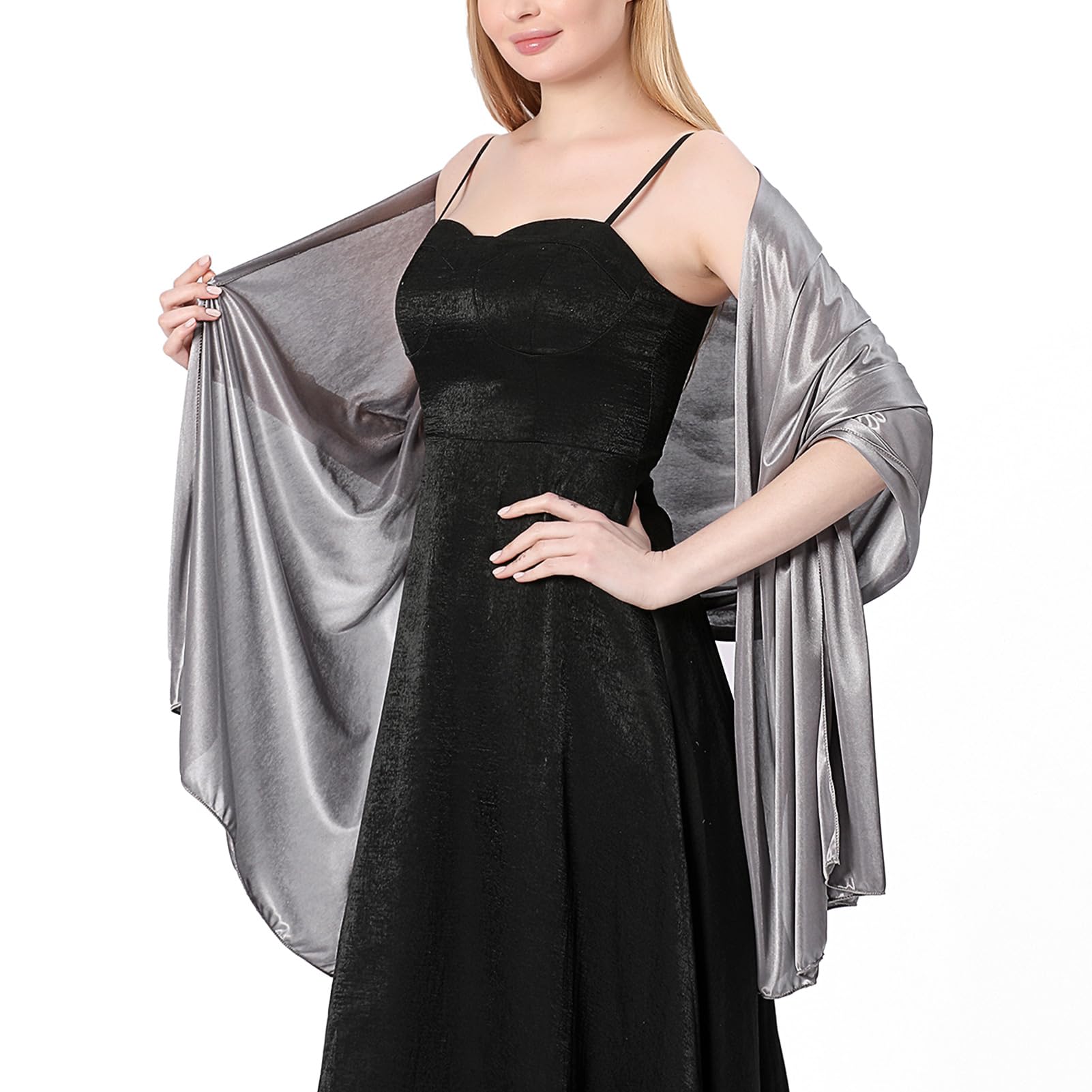 Dragon Lily Noir Satin Shawl main image 1
