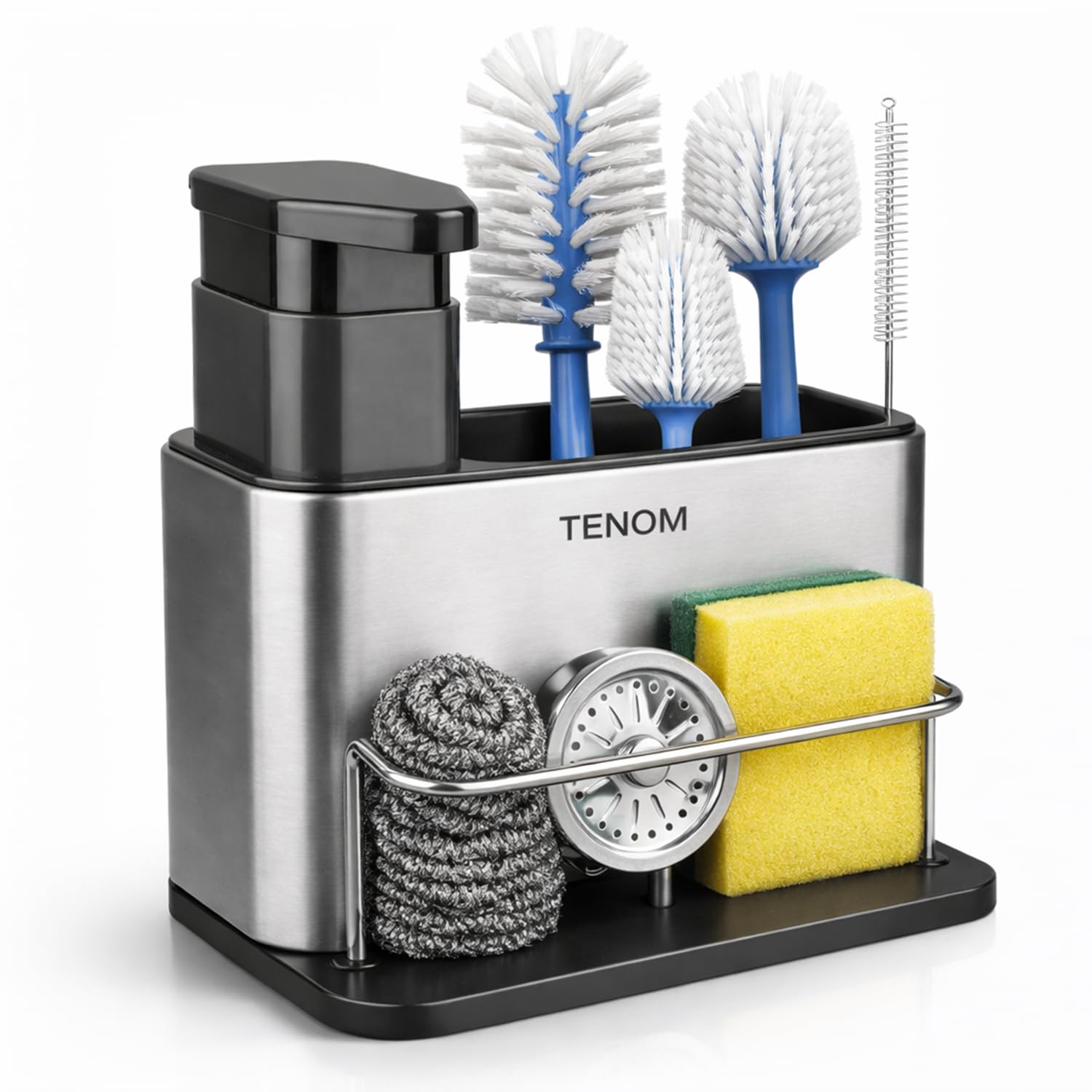 TENOM Sink Organizer, Soap Dispenser For Kitchen Sink, Kitchen Sink Organiser, Sponge Holder & Dishwashing Liquid Rack-image-41