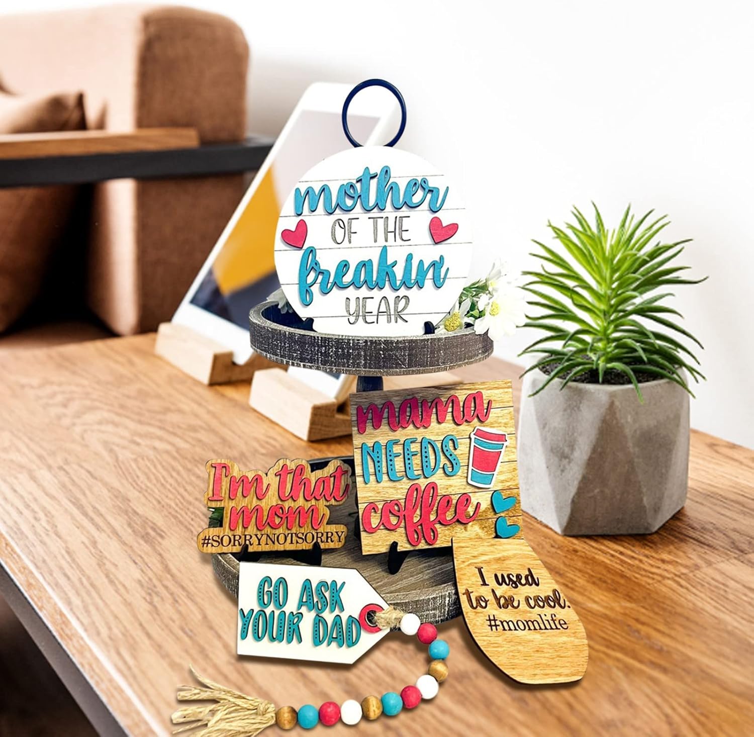 Table Tiered Tray Decor Gifts for Mother Tiered Tray Decor