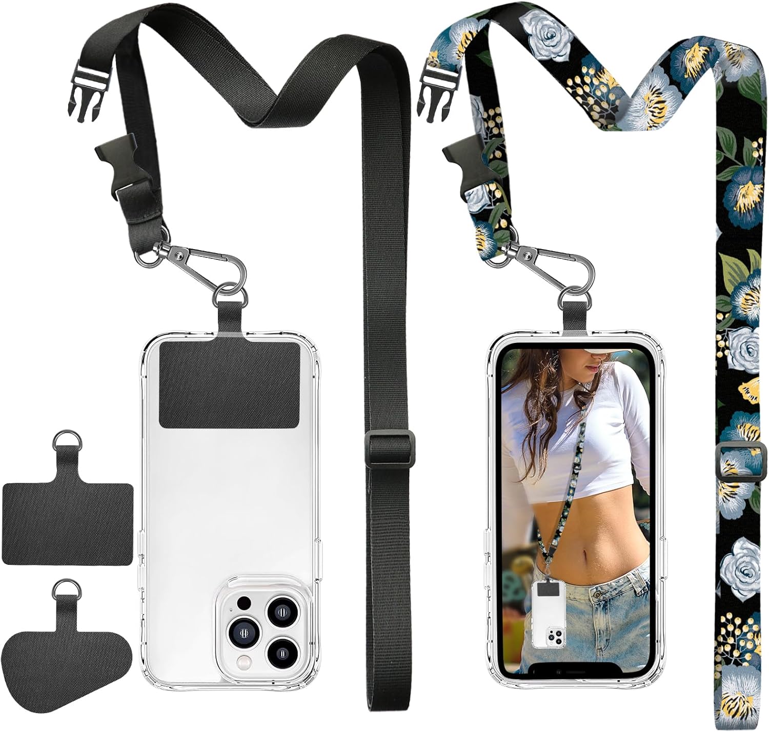 ROCONTRIP Phone Lanyard Universal Crossbody Cell Phone Strap Multifuctional Nylon Patch Adjustable Neck Strap for Women Men Travel Shopping Walking(Pure Black) : Amazon.com.au: Electronics