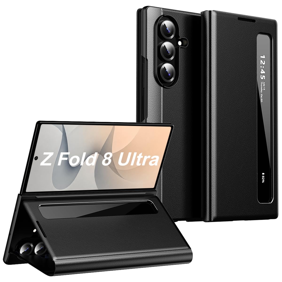 Funda para Samsung Galaxy Z Fold 8 Ultra, funda con ventana, funda con tapa de piel sintética y PC, antigolpes, antihuellas dactilares, funda para Samsung Z Fold 8 Ultra