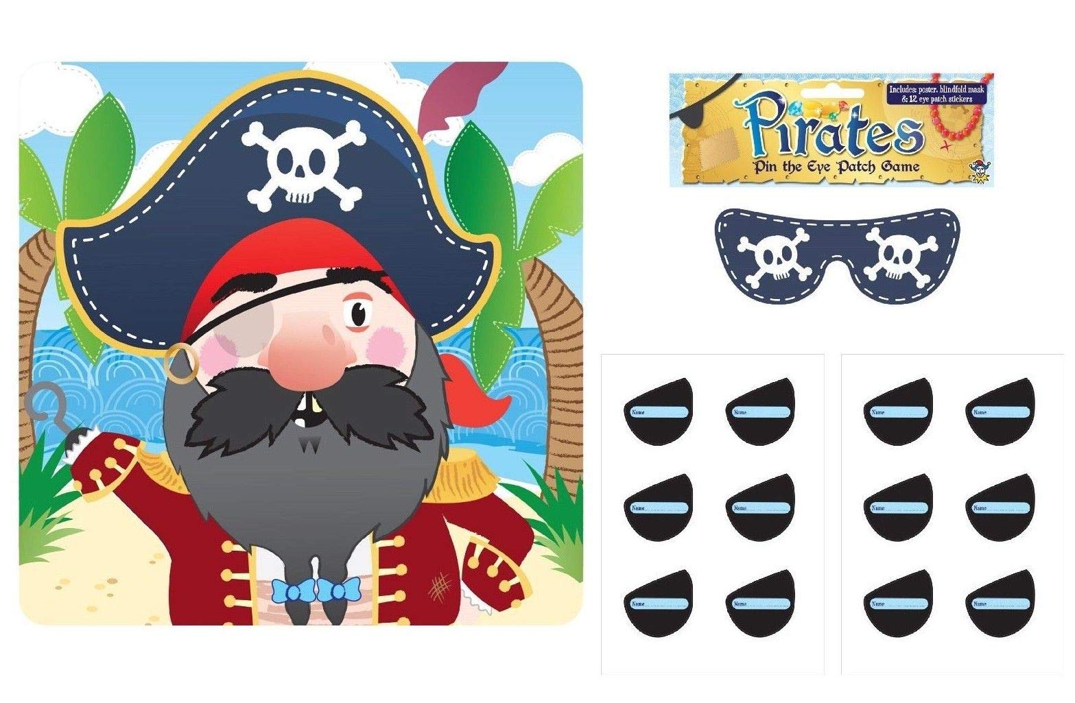 LizzySTICK THE EYE PATCH ON THE PIRATE GAME Kids Bday Party Pin Tail Activity UK