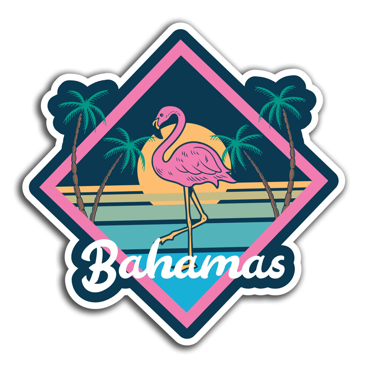 Destination Vinyl Ltd Multi 2 X 10Cm Bahamas Flamingo Vinyl Stickers - Travel Sticker Laptop Luggage #32059 (10Cm Tall)
