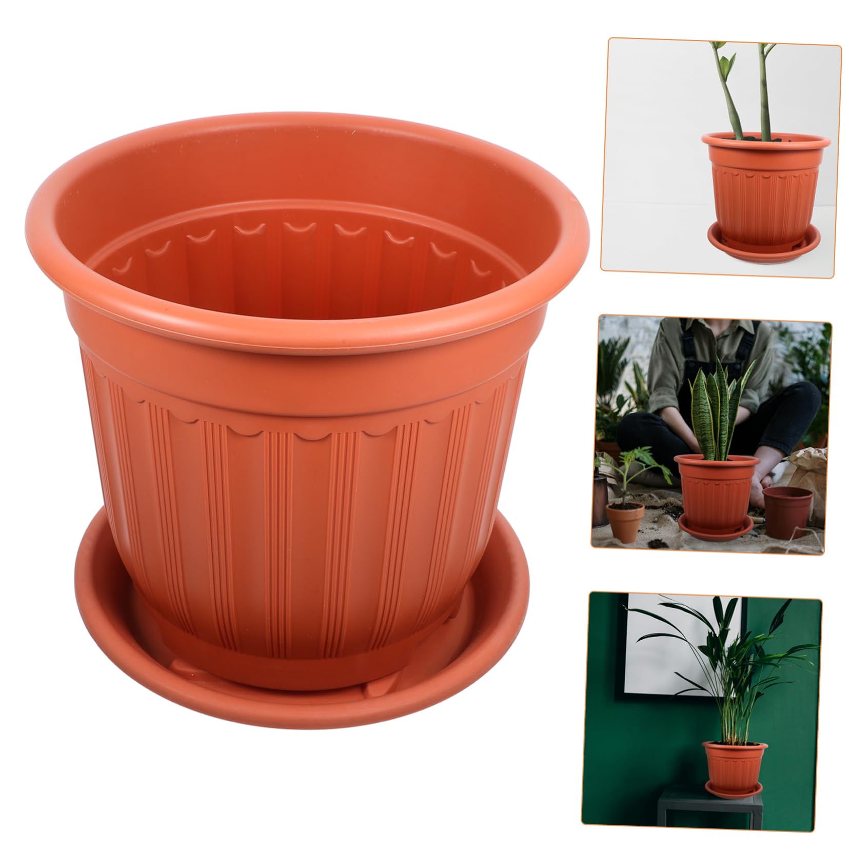 UKCOCO Pot De Fleurs Plastique avec Soucoupe Pot De Pépinière pour Plantes Grasses pour Jardin Intérieur