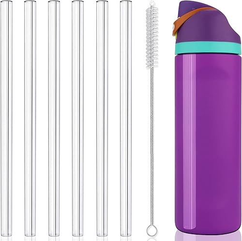 6 popotes de repuesto para Owala FreeSip de 24 onzas, 32 onzas, popotes transparentes reutilizables con cepillo de limpieza para botella de agua de