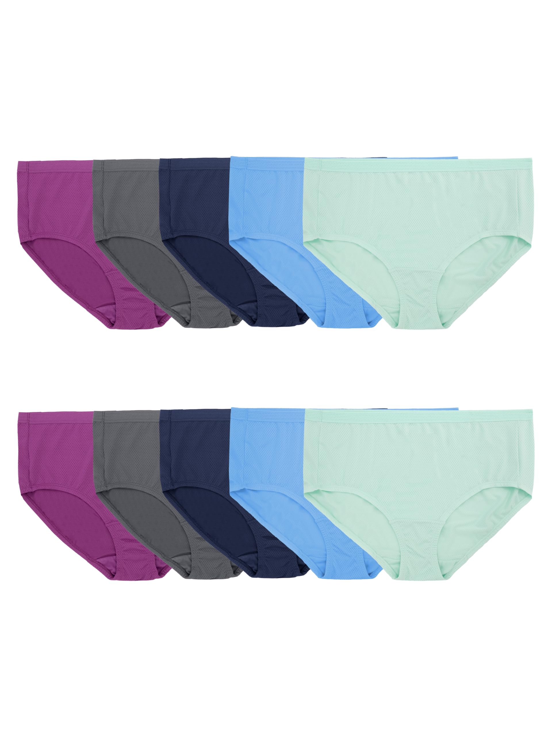 Fruit of the Loom Women's Underwear Breathable Panties (Regular & Plus, Plus Size Brief-Cotton Mesh-10 Pack, 13