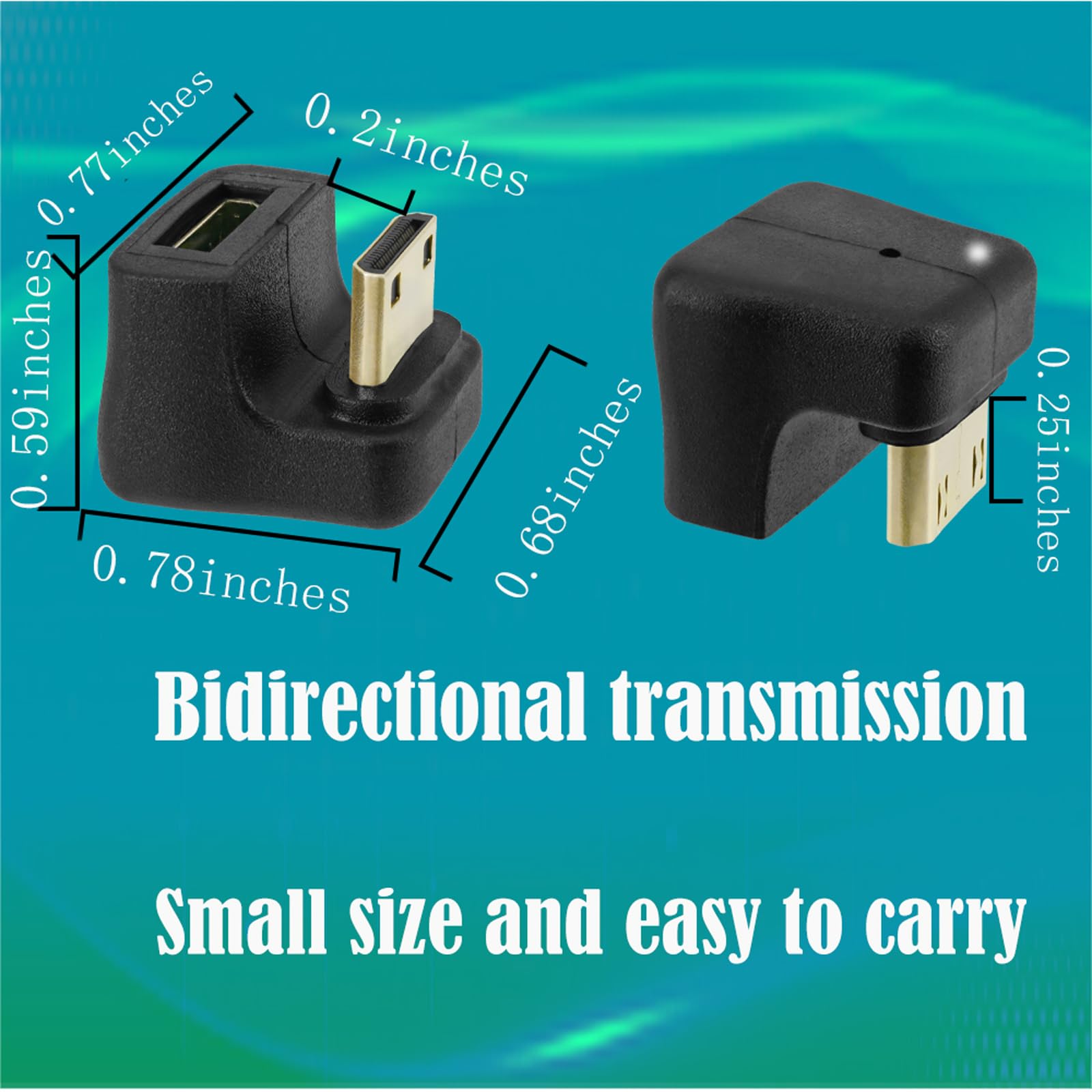 Mini prolunga HDMI ad angolo verso il basso, adattatore mini HDMI a forma di U a 180 gradi 8K, convertitore mini HDMI UHD2.1 da maschio a femmina, supporta trasmissione bidirezionale 48 Gbps