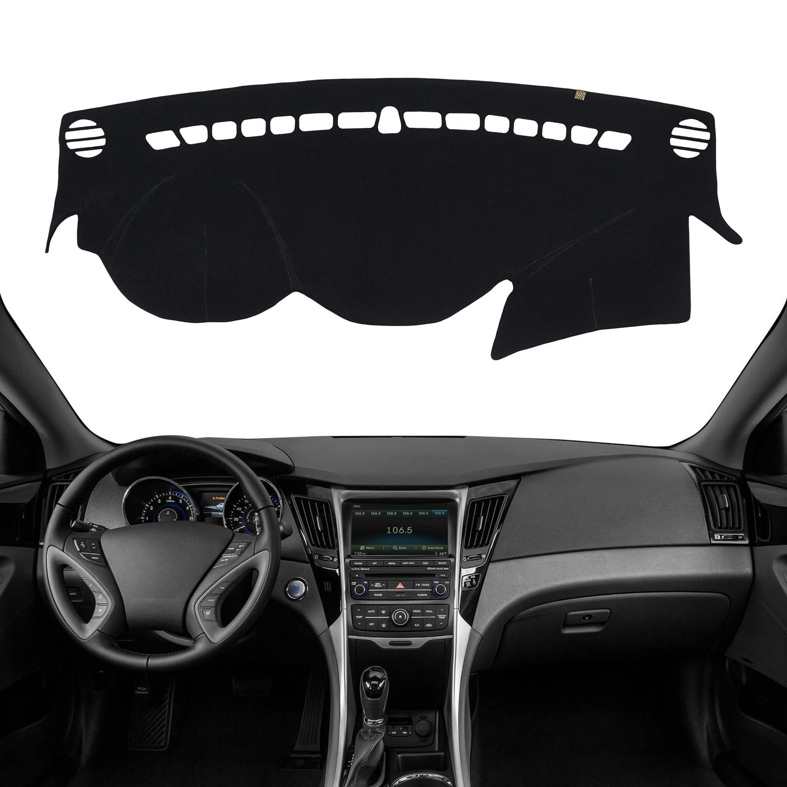 KEYOOG Dashboard Cover Dash Mat Fit for Hy-undai Sonata 2014-2011 (for Left Hand Drive),Car Dash Board Mat Anti-Glare Carpet,Non-Slip Pad Sunshield