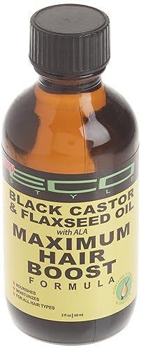 Miniatura 4 de Eco Style Aceite máximo para el crecimiento del cabello de ricino negro y linaza, 2 onzas, 4410