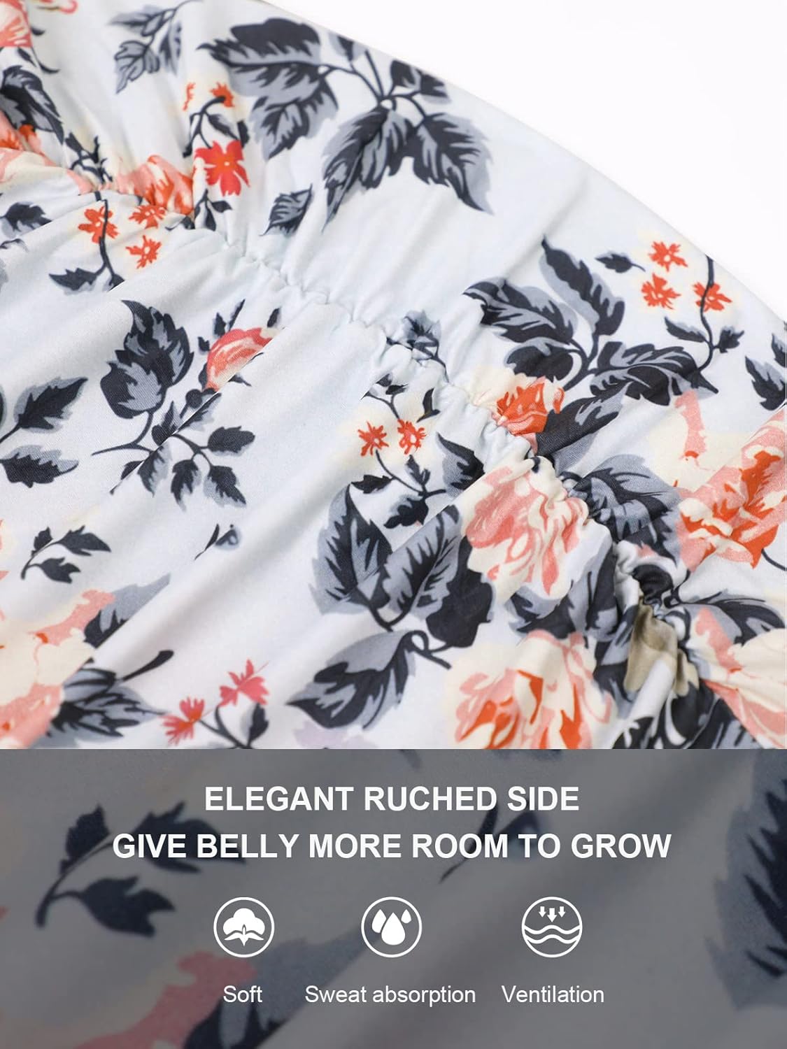 Jezero Women's Maternity Dress Off Shoulder Ruffle Sleeveless Bodycon Dress for Baby Shower - Image 5